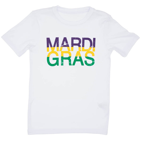 Mardi Gras Distressed White Dri-Fit Shirt