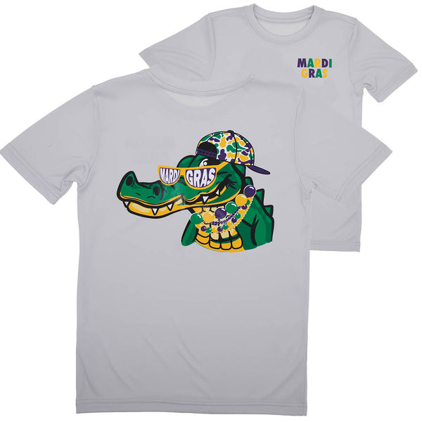 Mardi Gras Party Gator Grey Dri-Fit Shirt