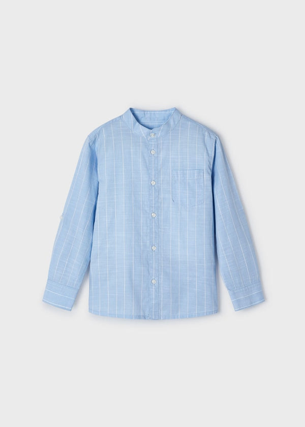 L/S Mao Collar Shirt- Sky Blue