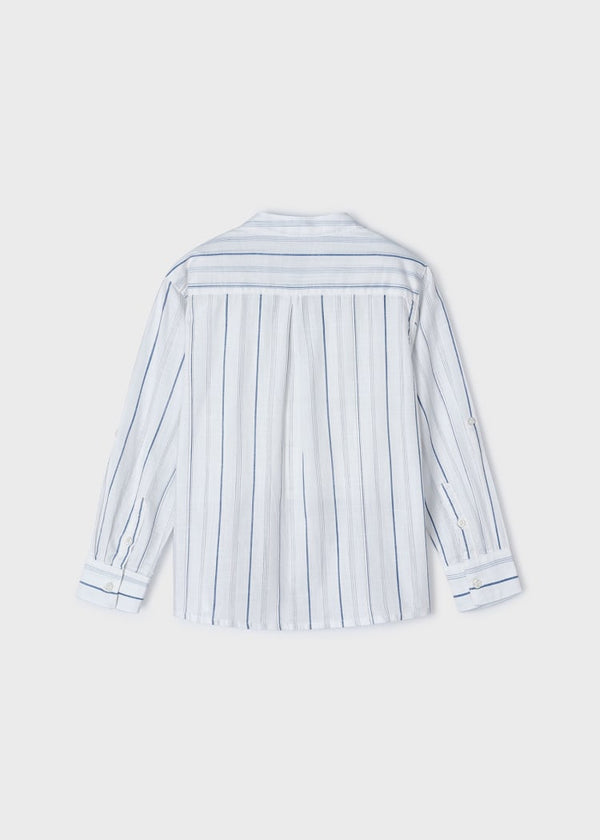 L/S Mao Collar Shirt- White