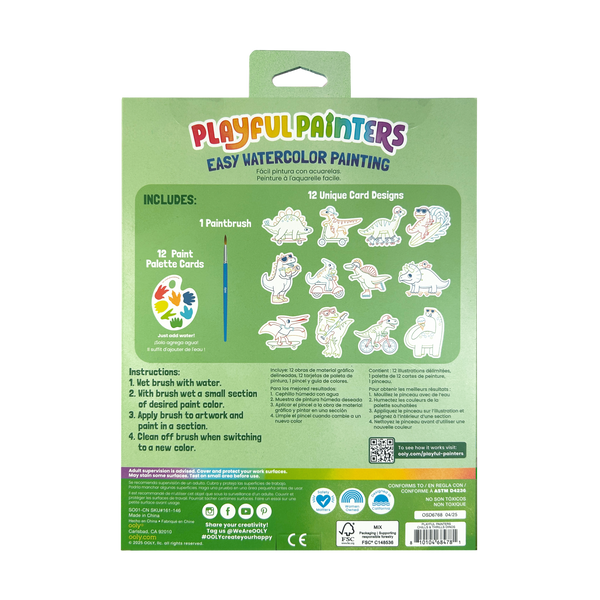 Playful Painters: Easy Watercolor Painting Kit- Chills & Thrills Dinos. (25 PC Set)