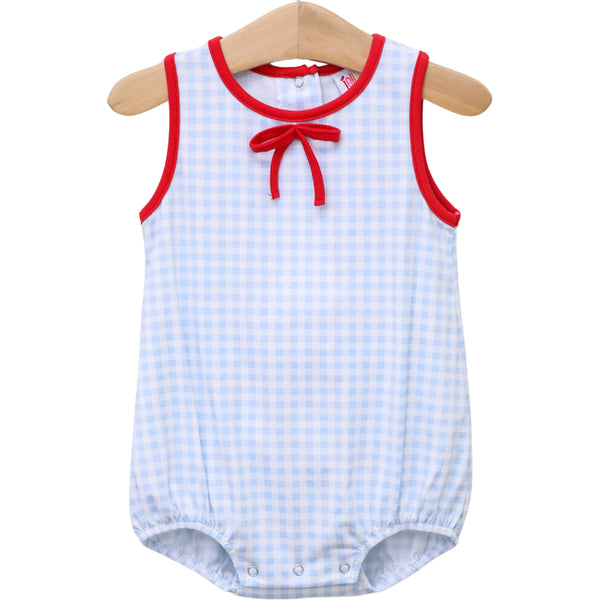 Blue Gingham/Red Bow Bubble