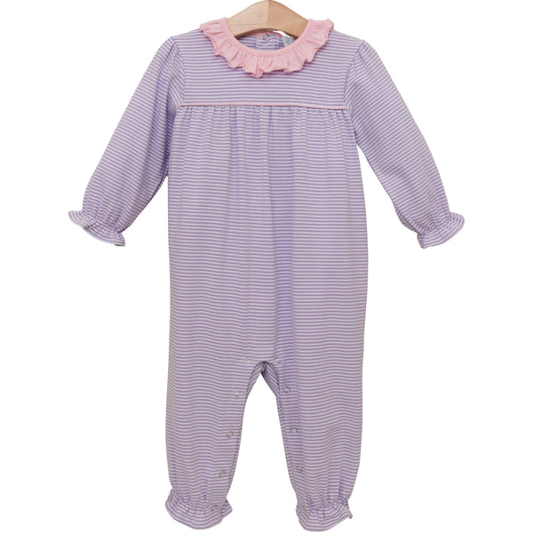 Audrey Romper- Lavender Stripe/Light Pink