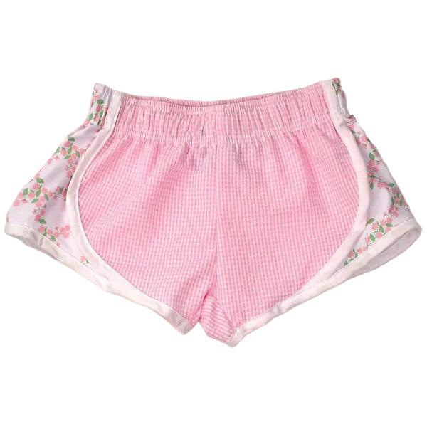 Pink Check Shorts (Floral Trellis Sides)