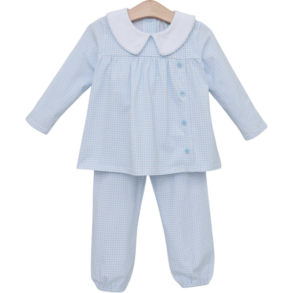 Liam Bloomer Pants Set- Light Blue Windowpane