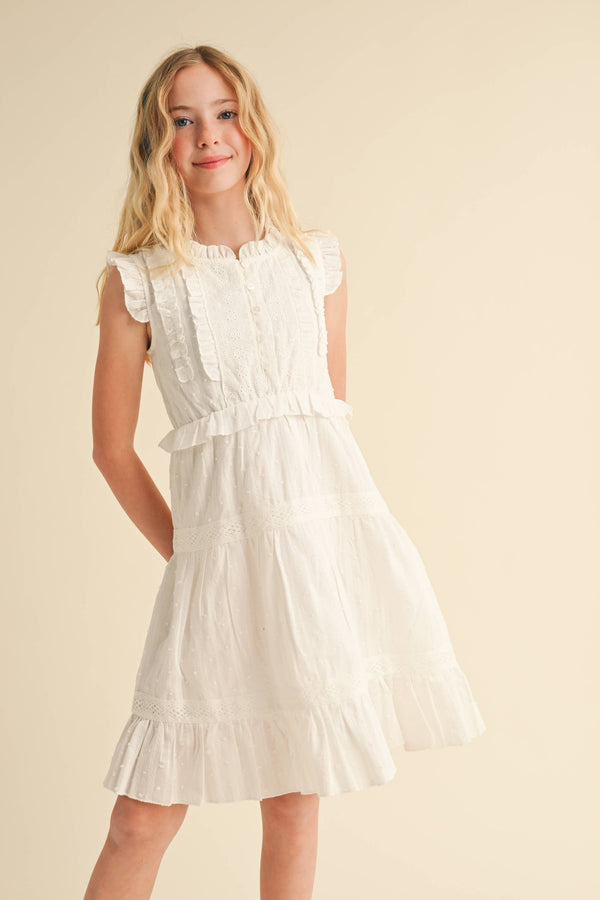 Ruffle Crew Neck Peplum Tiered Dress
