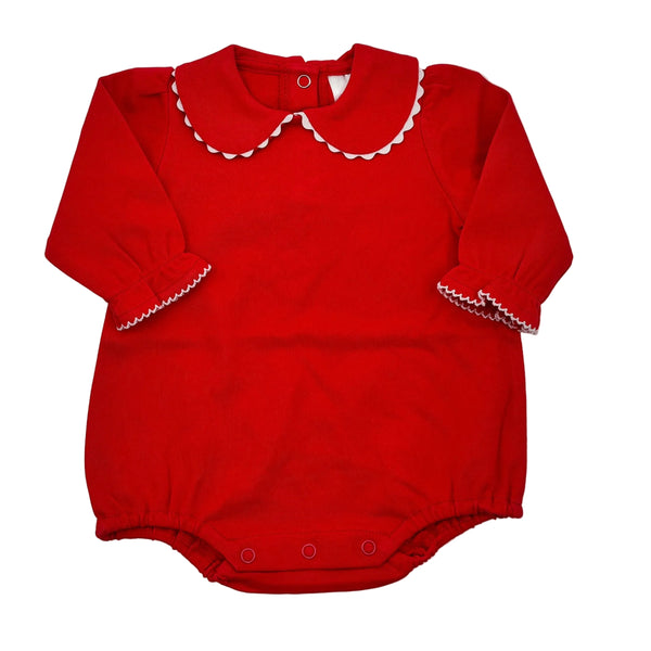 Scalloped Collared LS Bubble- Red