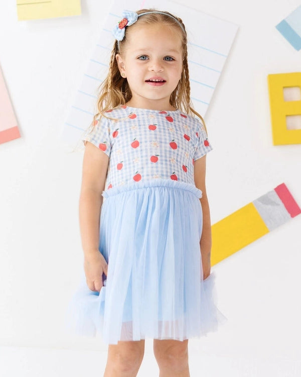 Apple Gingham Tulle Bow Headband