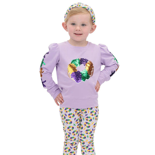 Mardi Gras King Cake & Baby's Top Knot Headband