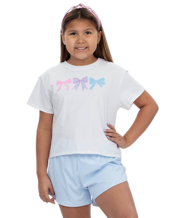 Pastel Bows Screen Print White Boxy T