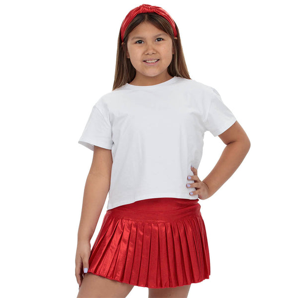 Mini Pleated Skort- Red Shimmer