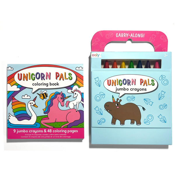 Carry Along! Coloring Book and Crayon Set- Unicorn Pals- Set of 9 Crayons