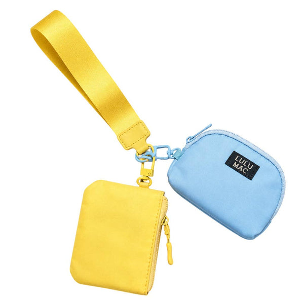 Butter/Light Blue Lulu Mac Double Pouch Wristlets