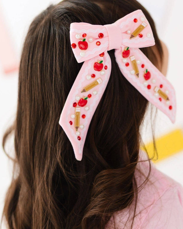 Apple Gemstone Bow Clip