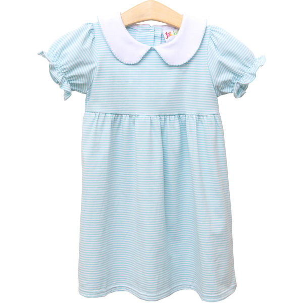 Charlotte Dress- Aqua Stripe