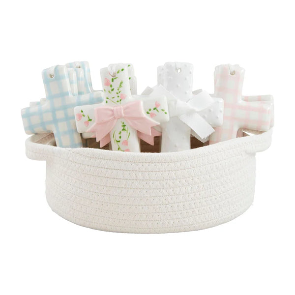 Ceramic Cross- White Dot