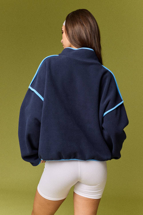 Brooke Varsity Fleece Pullover- Navy