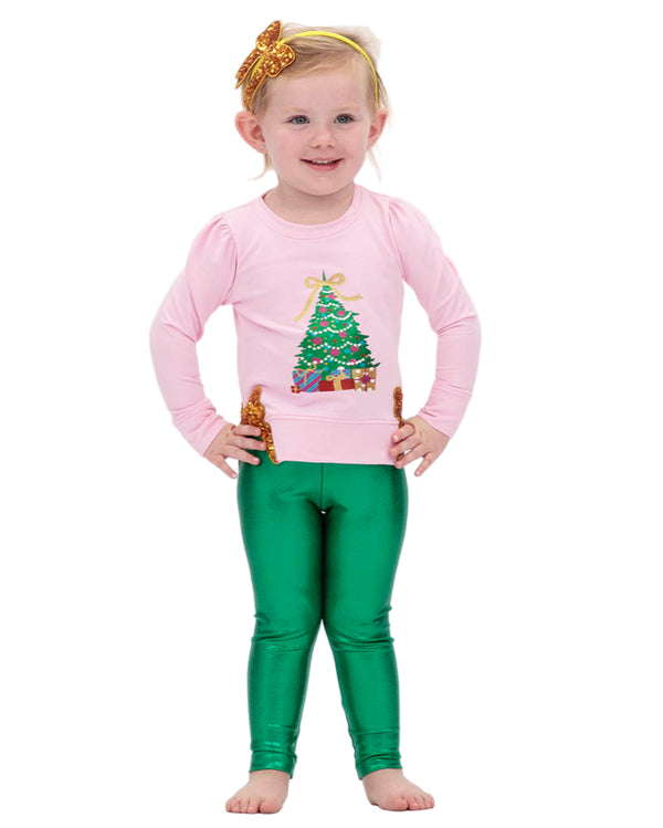 Holly Christmas Tree in Glitter- Pink
