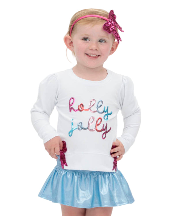 Gathered Skort- Light Blue Shimmer