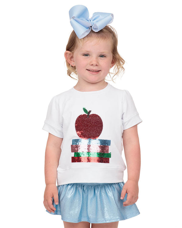 Sequin Apple SS Holly Shirt- White