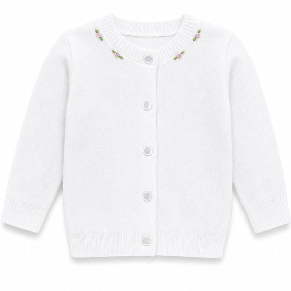 Rosebud Cardigan- White