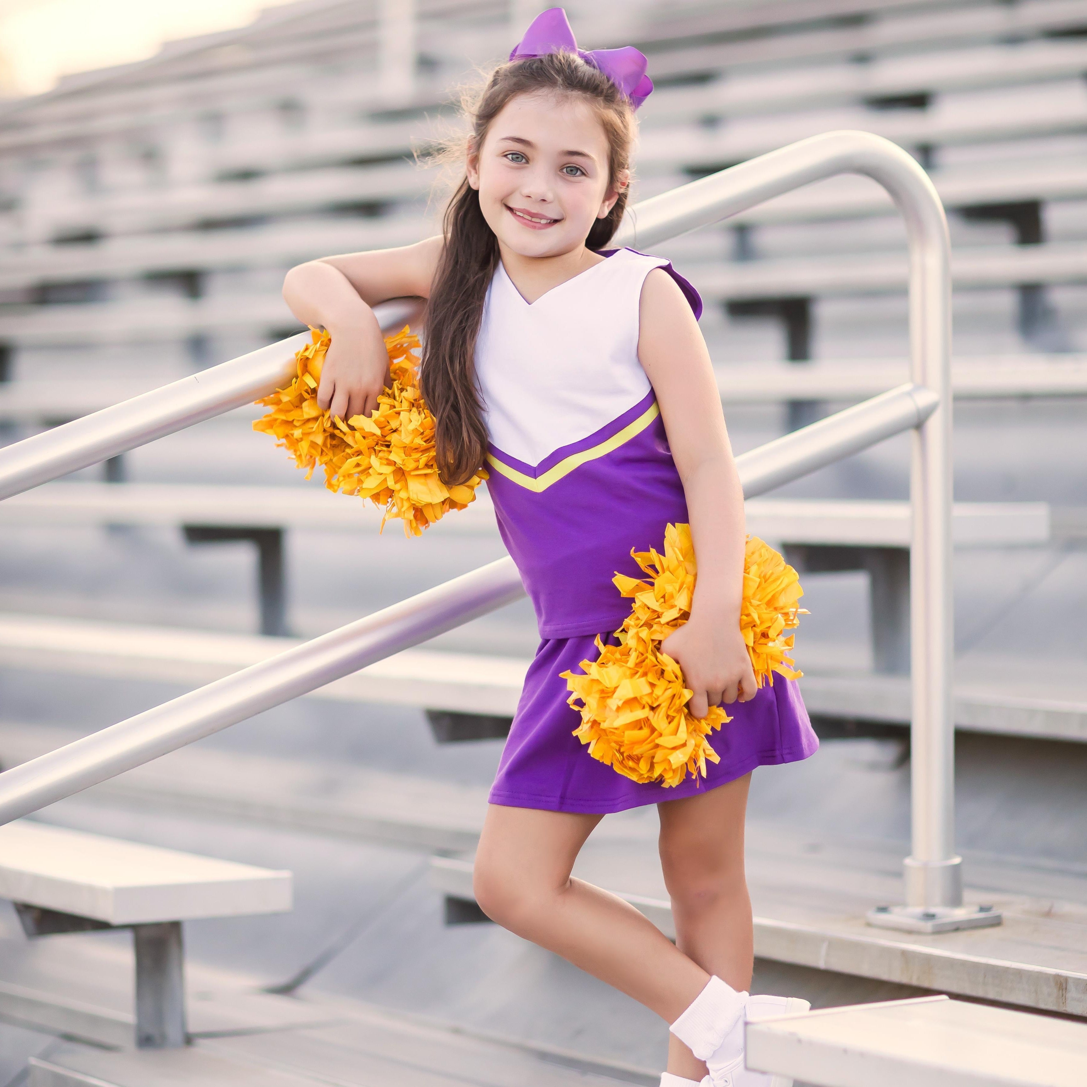 Gold Cheer Uniform Cheer Uniform Skort Set- Purple/Yellow