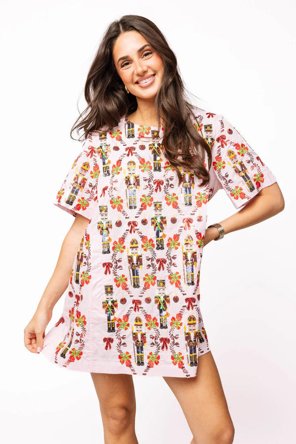 Light Pink Cotton Nutcracker & Candy Cane Dress- (Women's)