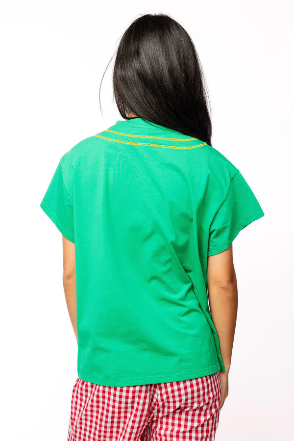 Bright Green Christmas Necklace Tee- (Women's)