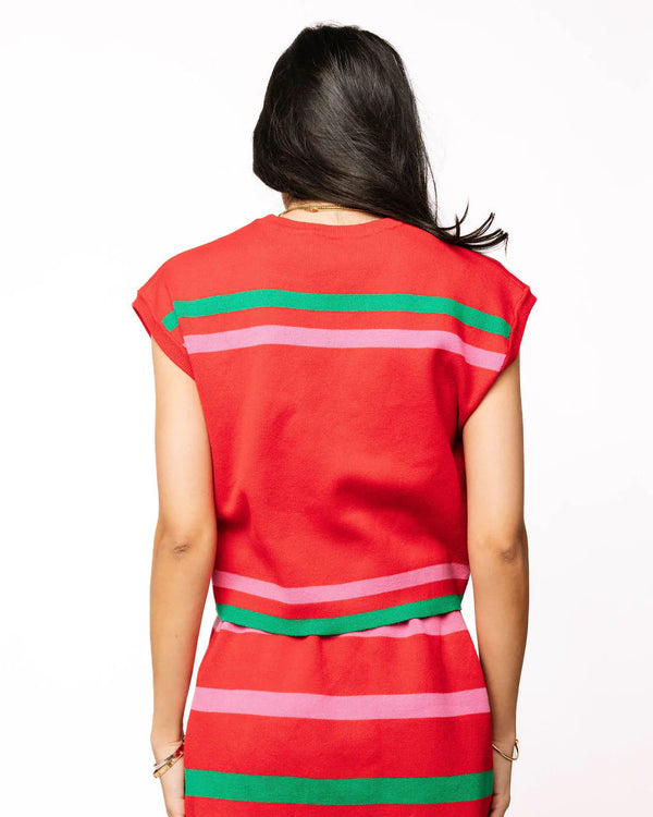 Red, Green & Pink 'Sleigh Queen' Stripe Top- (Women's)