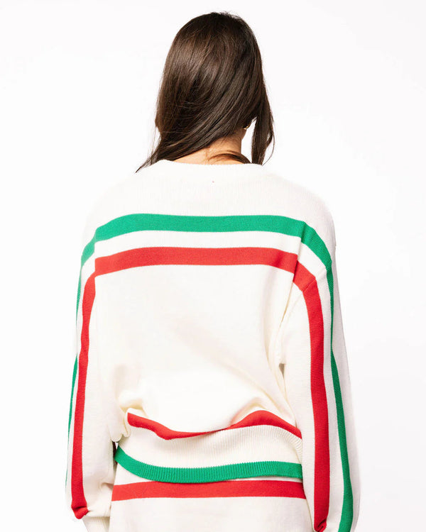Stripe 'Sparkle Season' LS Sweater- (Women's)