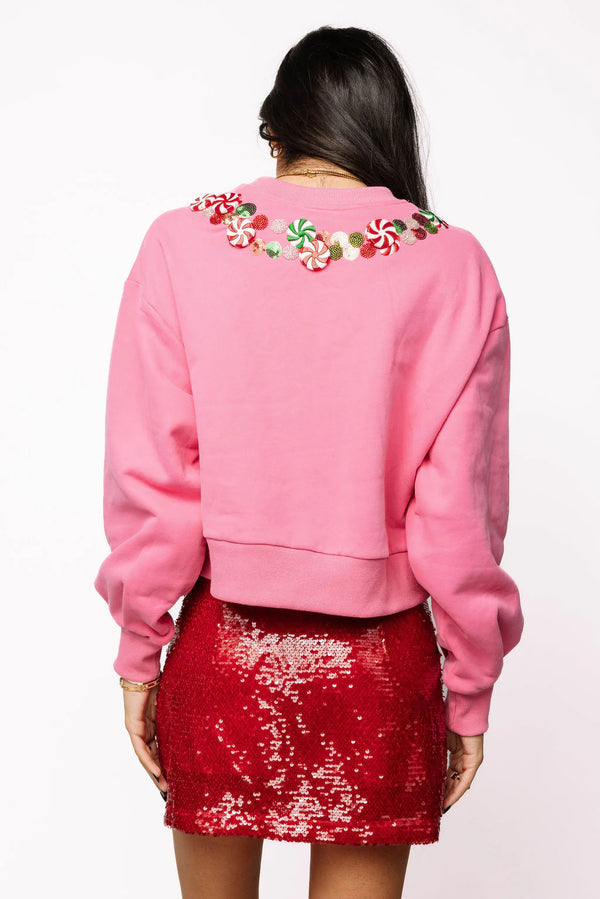Hot Pink Peppermint Neck Sweatshirt- (Women)