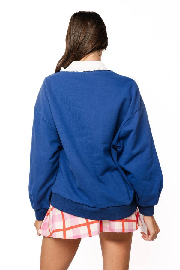 Navy Collared Nutcracker Icon Sweatshirt- (Women's)