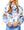 Blue & White Flower & Bow Vintage Santa Sweatshirt- (Women's)