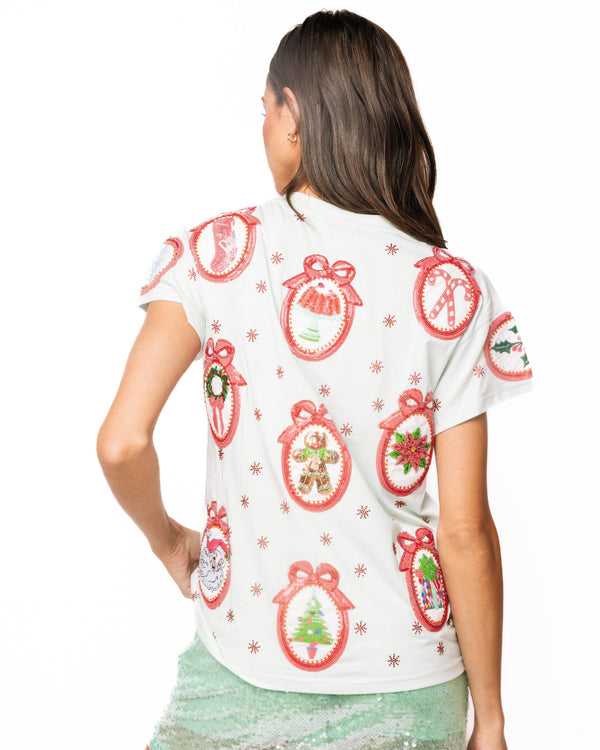 Light Blue Christmas Wallpaper Tee- (Women's)