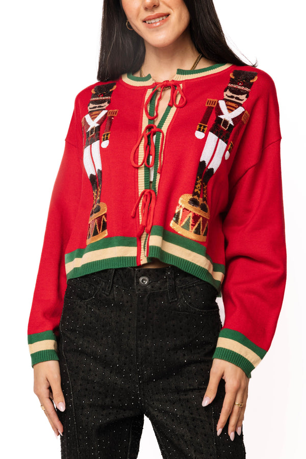 Red & Green Nutcracker Cardigan- (Women's)