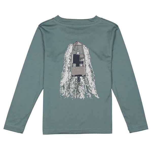 Performance Tee LS On The Water- Steel Blue