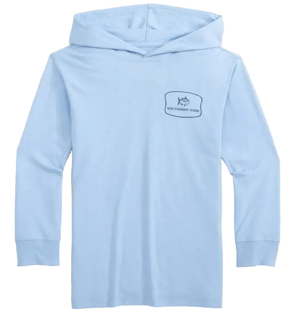 Youth Beach Badge Hoodie Tee- Cerulean