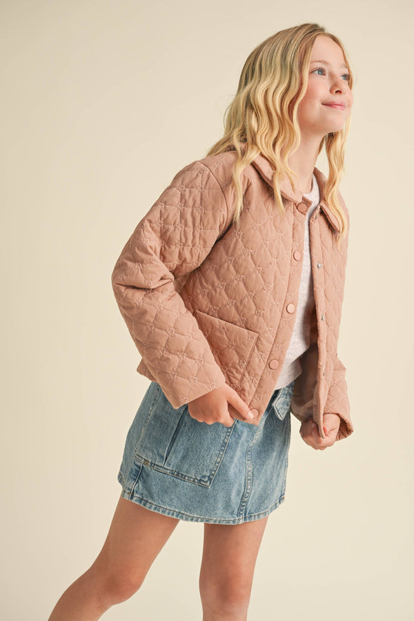 Quilted Puff Jacket- Dusty Rose