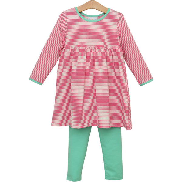 Sadie Pants Set- Pink Stripe/Mint