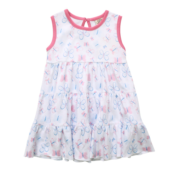 Butterfly Print Tiered Dress