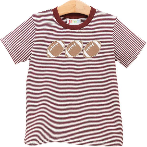 Football Trio Shirt- Maroon Stripe