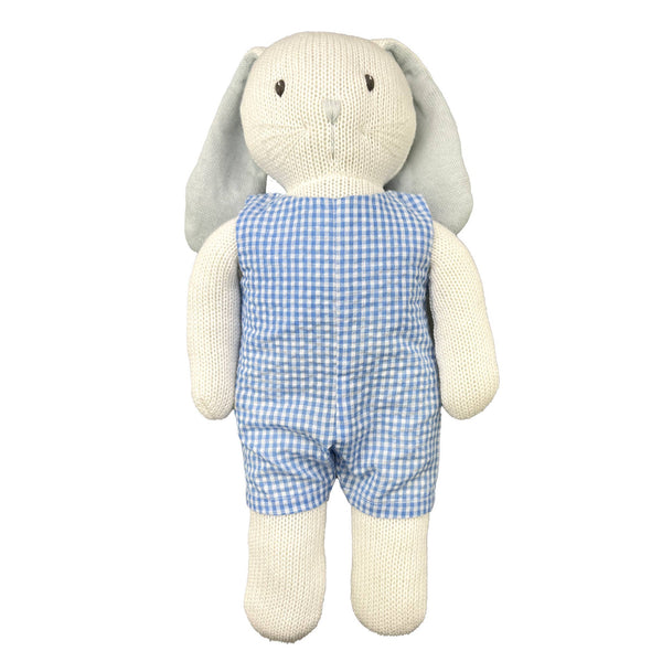 Knit Bunny Doll w/ Blue Check Romper