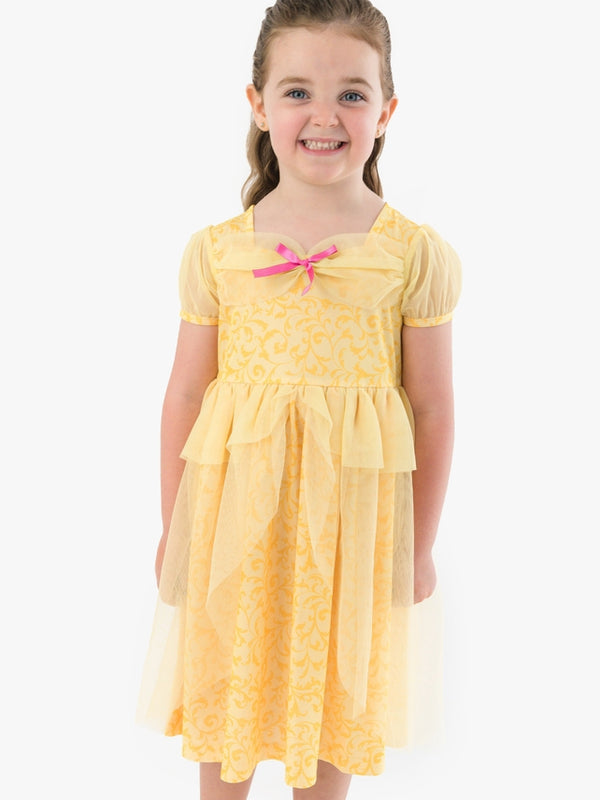 Princess Puff Sleeve Dress-Up Nightgown- Golden