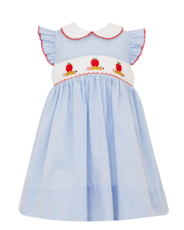 Apples & Pencils Sleeveless Dress- Lt. Blue Gingham