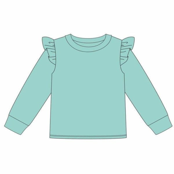 French Terry Flutter Pullover- Mint