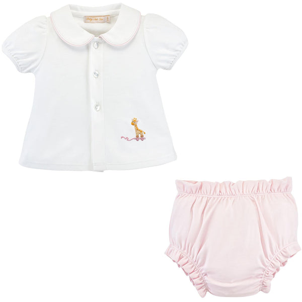 Tiny Giraffe Diaper Set- Pink