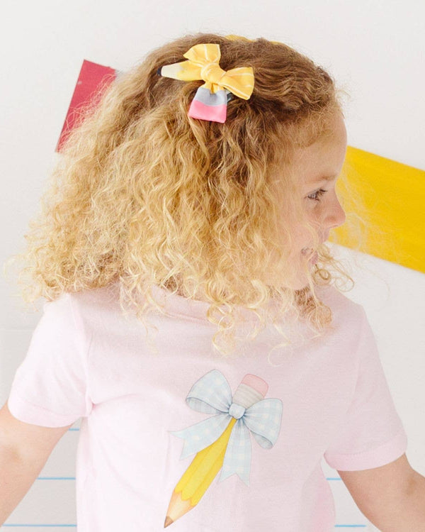 School Days Pencil Bow Clip Set