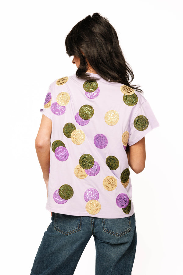 Lavender Mardi Gras Doubloon Tee- (Women's)