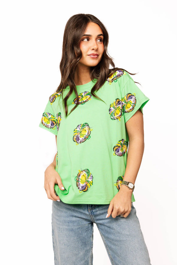 Green Scattered King Cake Tee- (Women's)