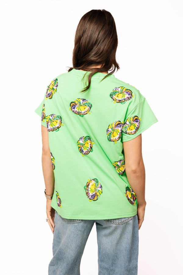 Green Scattered King Cake Tee- (Women's)